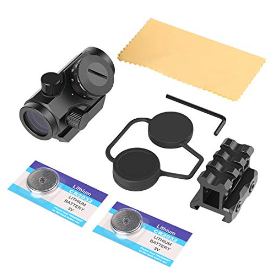 Airsoft T-1 Style 22mm Red Dot Sight with 1" Riser Picatinny Mount - Black