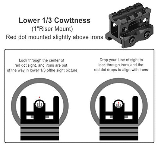 Airsoft T-1 Style 22mm Red Dot Sight with 1" Riser Picatinny Mount - Black