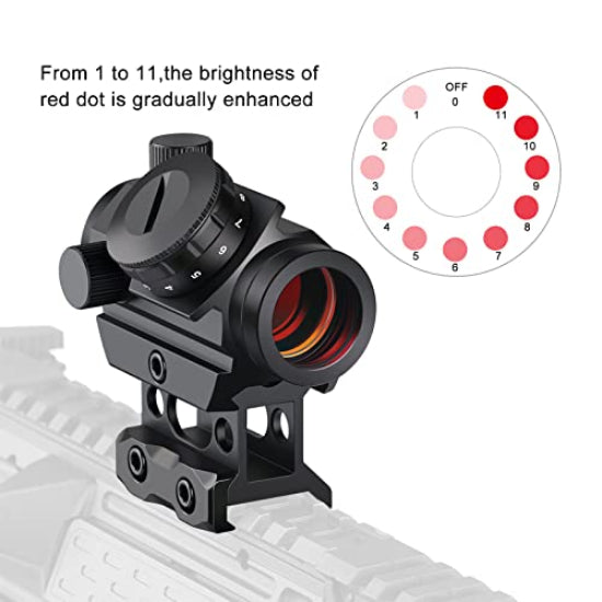 Airsoft T-1 Style 22mm Red Dot Sight with 1" Riser Picatinny Mount - Black