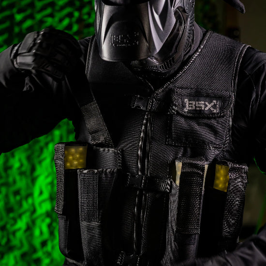 BSX Padded 4 Pod Pouch Vest Black