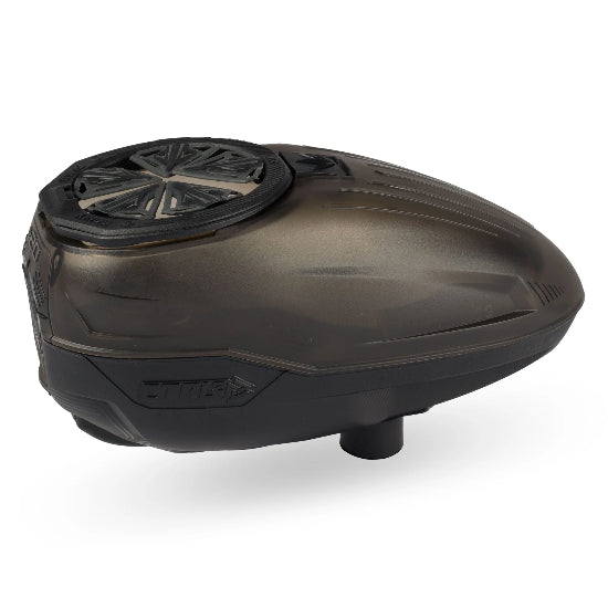 Bunkerkings CTRL2 Paintball Loader Crystal Smoke/Black SIDE CORNER VIEW