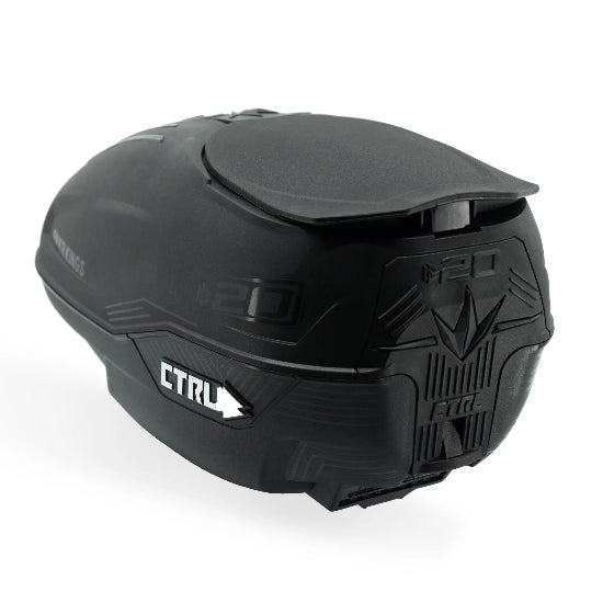 Bunkerkings CTRL 220 Paintball Loader BLACK BACK CORNER VIEW