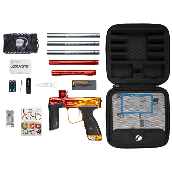 Dye MXR Paintball Gun - Sunrise Red/Orange Fade Polished