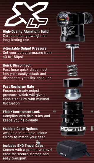 HK Army Hostile Airsoft XLP HPA Adjustable Tank Regulator (Top Port Quick-Disconnect) - Black