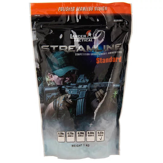 Lancer Tactical Streamline Competition Grade Airsoft BBs - 0.32g 3125 Rounds - White