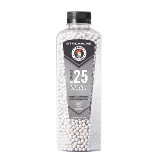 Lancer Tactical Streamline Competition Airsoft BBs (Bottle) - 0.25g 5050 Rounds - White