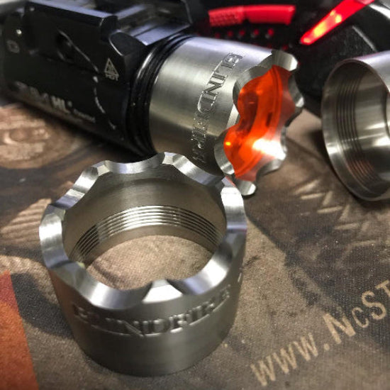 Ricochet Streamlight TLR-1 HL Flashlight Glass Breaker Screw-On Cover w/Shatter-Proof Lens (King Crown Edition) - Stainless Steel Black (GG07-15)