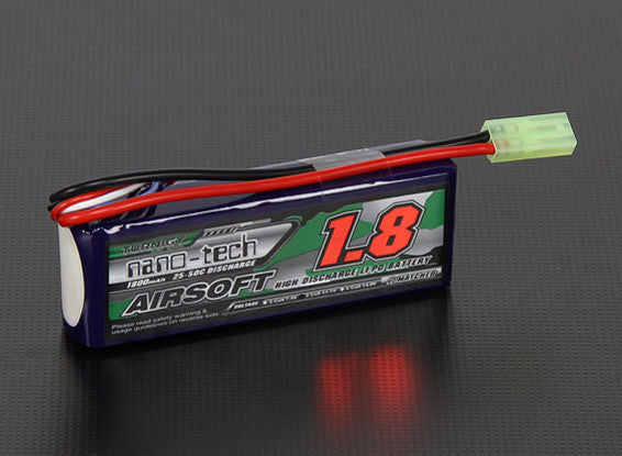 Turnigy Nano-Tech Lipo 11.1v 1800mAh 25C Battery (Brick Type) (Mini Tamiya)