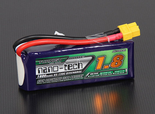 Turnigy Nano-Tech Airsoft AEG Lipo 11.1v 1800mAh 3S 65~130C Rechargeable Battery (Brick Type) (XT60)