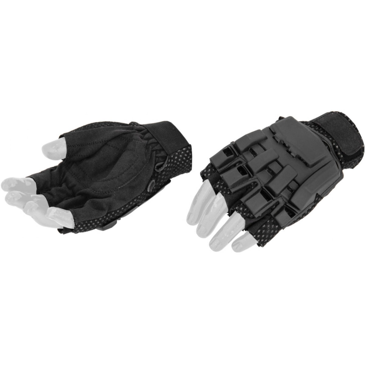 Lancer Tactical Half Finger Flexible Armor Paintball / Airsoft Glove