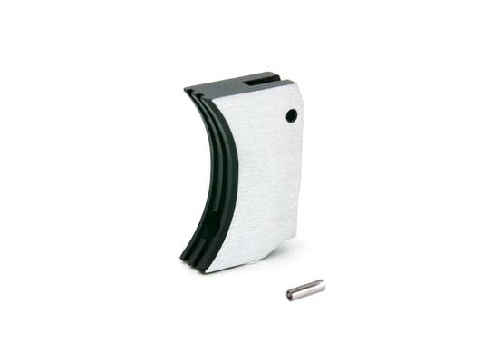 AIP TM Hi-Capa Gas Blowback Airsoft Pisto Aluminum Trigger (Type H) Curved - Short 2Tone Black/Silver (GG08-07)