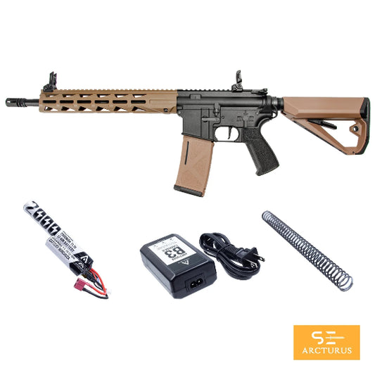 ARCTURUS Airsoft AEG LWT MK-III Carbine 12" M4 Sport Rifle Starter Pack - Black/Tan