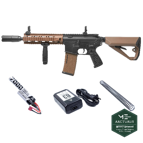 ARCTURUS LWT MK-II CQB 10" M4 Airsoft AEG Sport Rifle ARC SE Starter Pack - Black/Tan