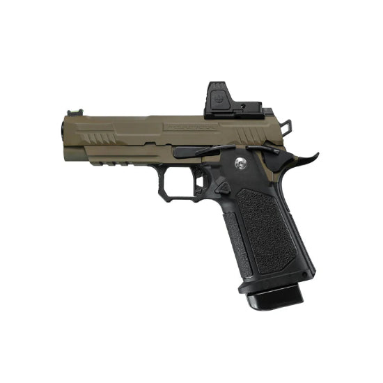 ARCTURUS Vanguard 4.3" Hi-Capa GBB Pistol w/Optics Ready Slide & ARS-1 Red Dot Combo Black/Tan