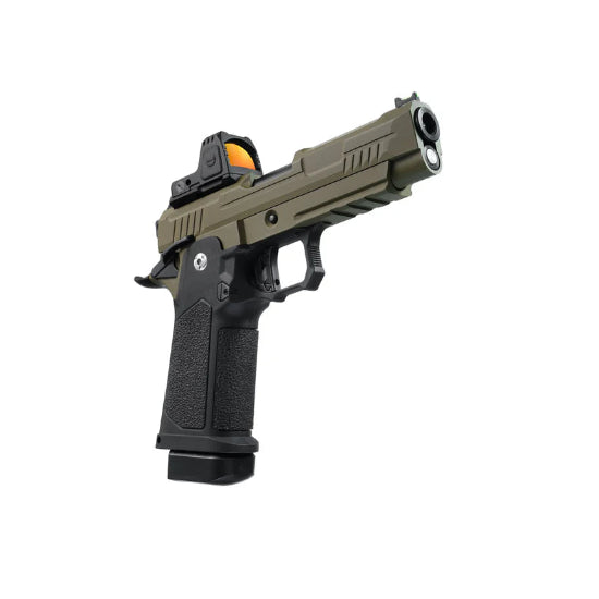ARCTURUS Vanguard 4.3" Hi-Capa GBB Pistol w/Optics Ready Slide & ARS-1 Red Dot Combo Black/Tan