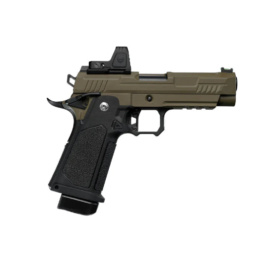 ARCTURUS Vanguard 4.3" Hi-Capa GBB Pistol w/Optics Ready Slide & ARS-1 Red Dot Combo Black/Tan