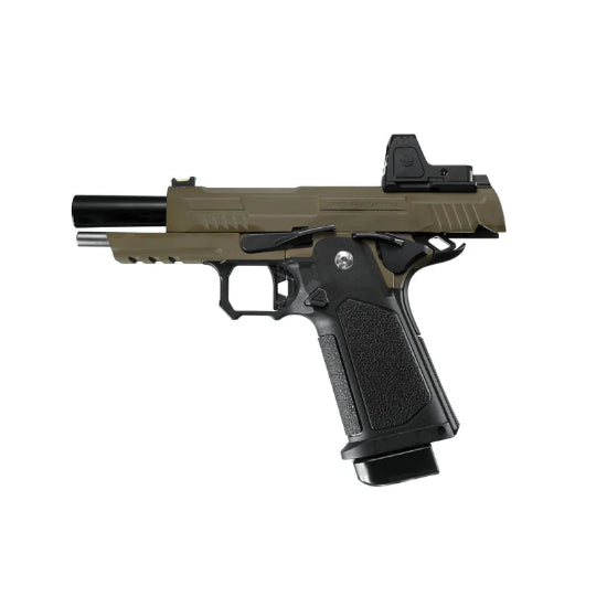 ARCTURUS Vanguard 4.3" Hi-Capa GBB Pistol w/Optics Ready Slide & ARS-1 Red Dot Combo Black/Tan