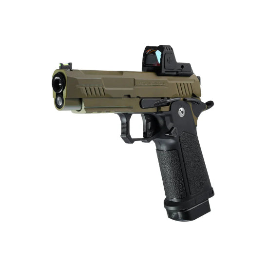 ARCTURUS Vanguard 4.3" Hi-Capa GBB Pistol w/Optics Ready Slide & ARS-1 Red Dot Combo Black/Tan
