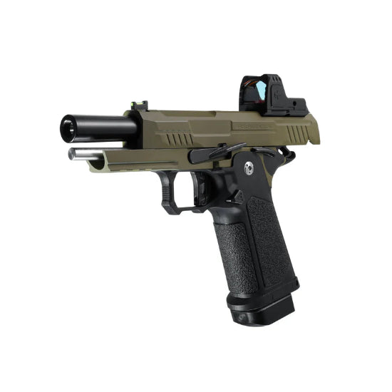 ARCTURUS Vanguard 4.3" Hi-Capa GBB Pistol w/Optics Ready Slide & ARS-1 Red Dot Combo Black/Tan