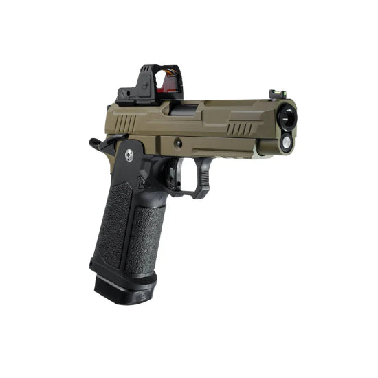 ARCTURUS Vanguard 4.3" Hi-Capa GBB Pistol w/Optics Ready Slide & ARS-1 Red Dot Combo Black/Tan