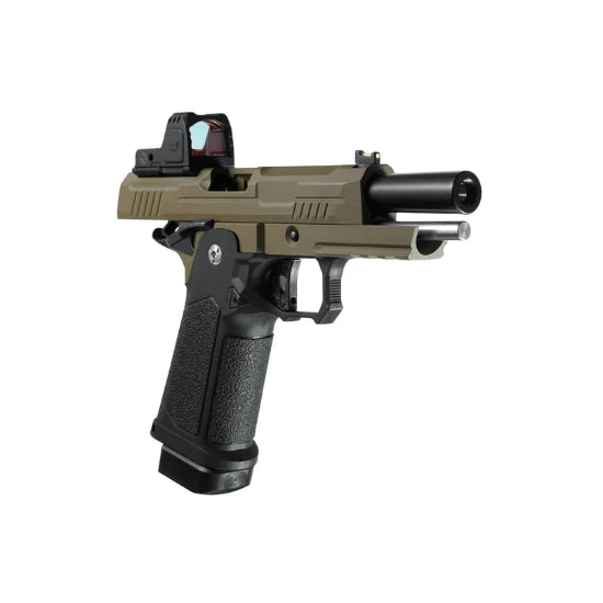 ARCTURUS Vanguard 4.3" Hi-Capa GBB Pistol w/Optics Ready Slide & ARS-1 Red Dot Combo Black/Tan