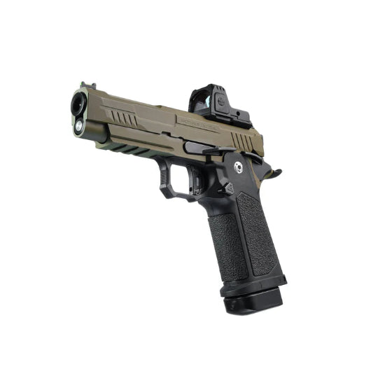 ARCTURUS Vanguard 4.3" Hi-Capa GBB Pistol w/Optics Ready Slide & ARS-1 Red Dot Combo Black/Tan