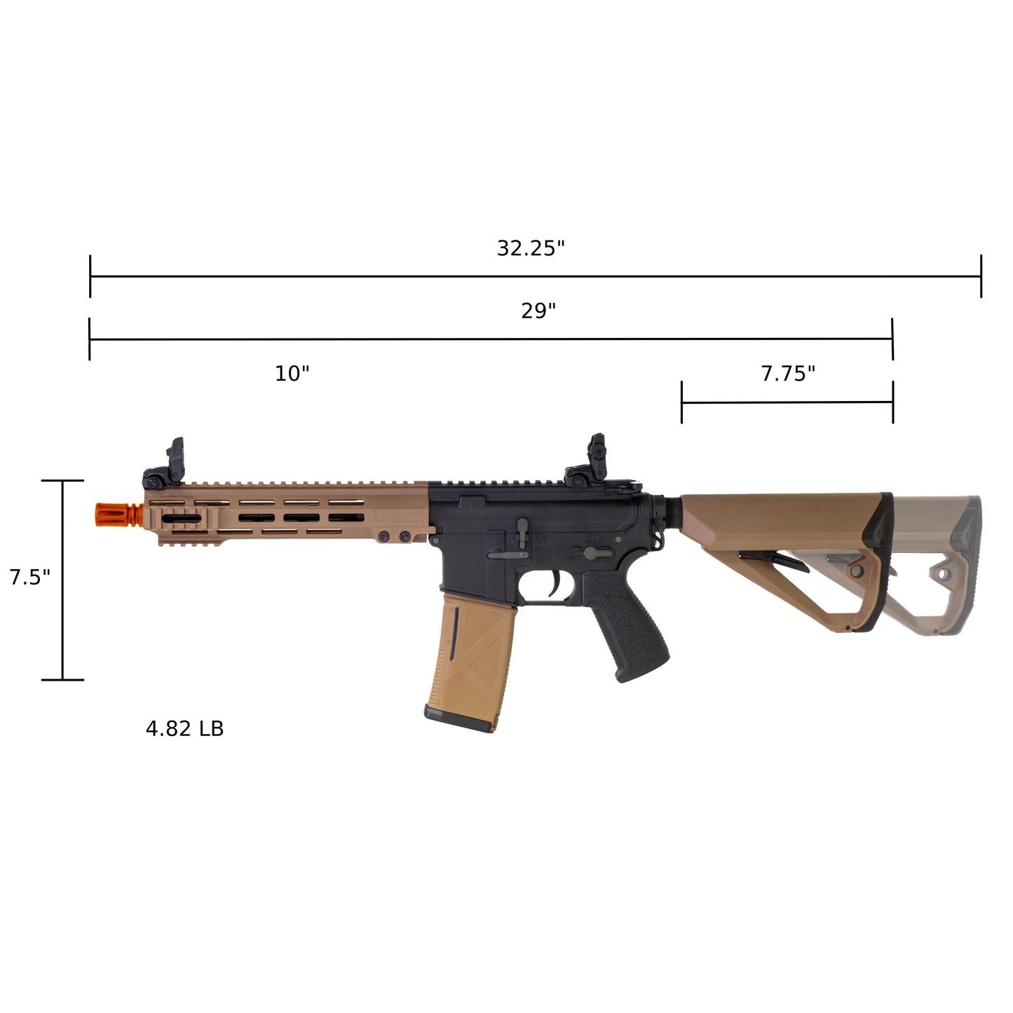 Arcturus LWT MK-I CQB 10" AEG Airsoft Sport Rifle - Black/Tan