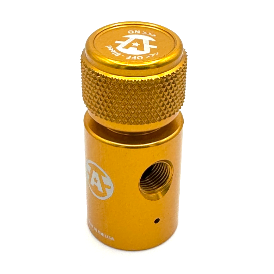Paintball Universal Fill Adapter UFA On/Off ASA w/Integrated De-Gas Gold