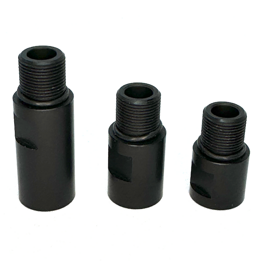 Airsoft AEG M4 Barrel Extension (Male 14mm CCW to Female 14mm CCW) 3 Pack Set (3/4", 1", and 1.5") - BLACK