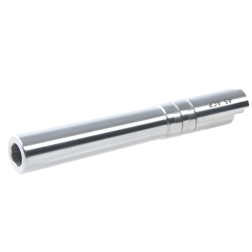 Airsoft Masterpiece Hi-Capa 5.1 Steel Outer Barrel (.45 ACP Marking) - Silver (GG08-05)