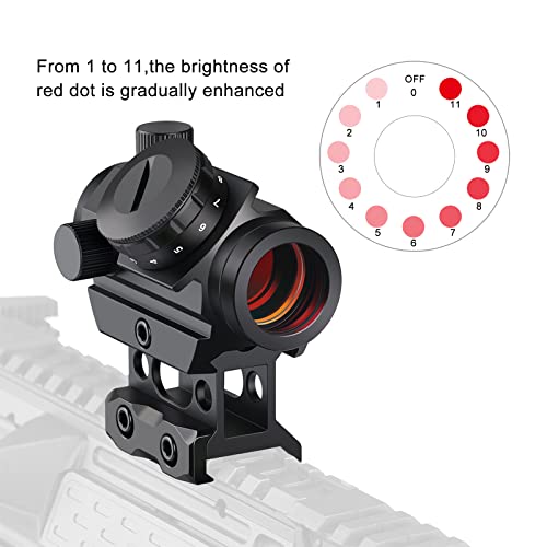 Air Strike T-1 Style 22mm Red Dot with 1" Riser Mount (Picatinny) - Black