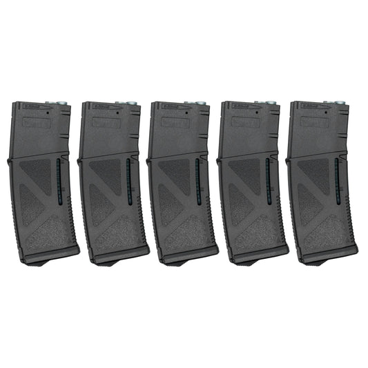 Arcturus Airsoft AEG AR M4/M16 MOD1 Windowed EMM Variable Cap 30/130 Round Mid-Cap Magazine (5 Pack) - Black (GG06-02)