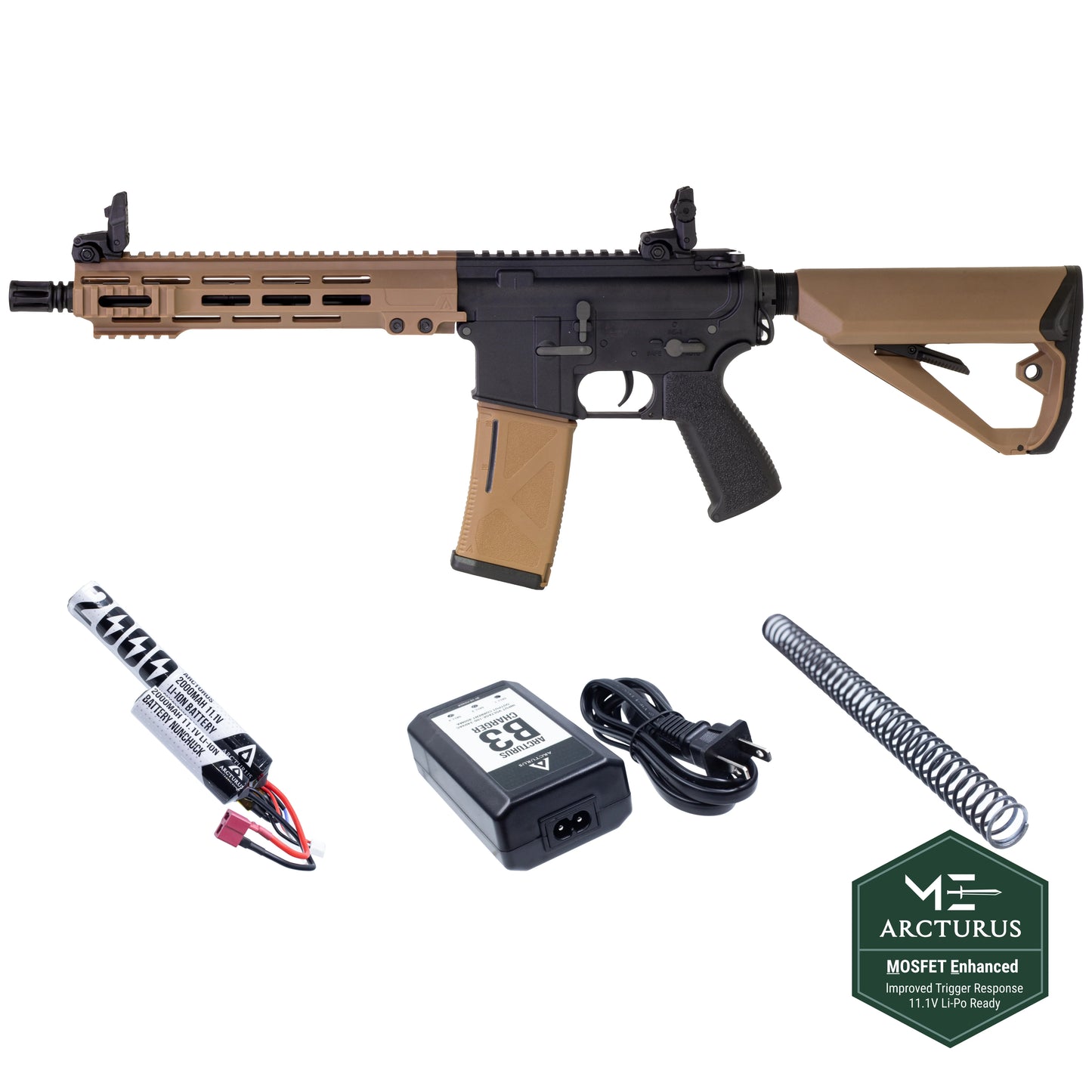 Arcturus LWT MK-I CQB 10" M-LOK AEG Airsoft Rifle (Starter Pack) - Black/Tan