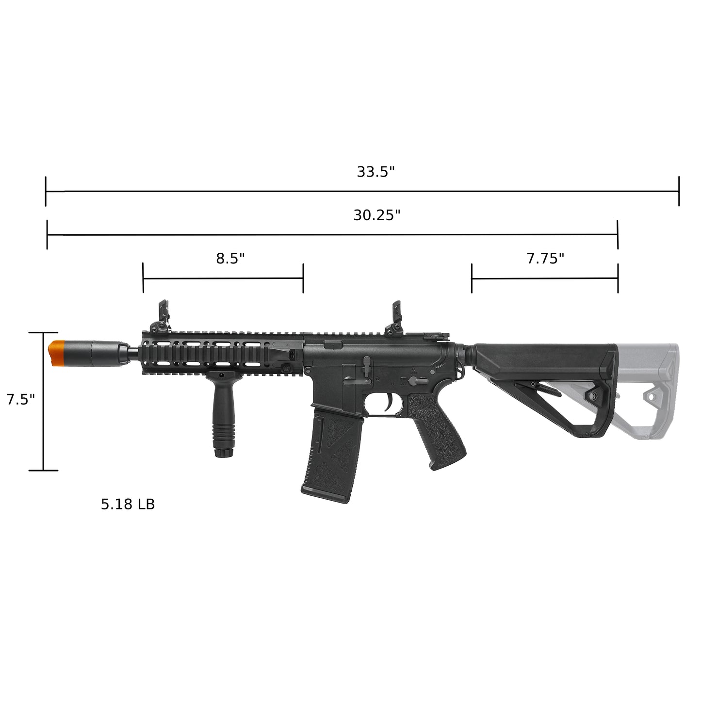 Arcturus LWT MK-II CQB 10" AEG Sport Airsoft Rifle Starter Pack - Black