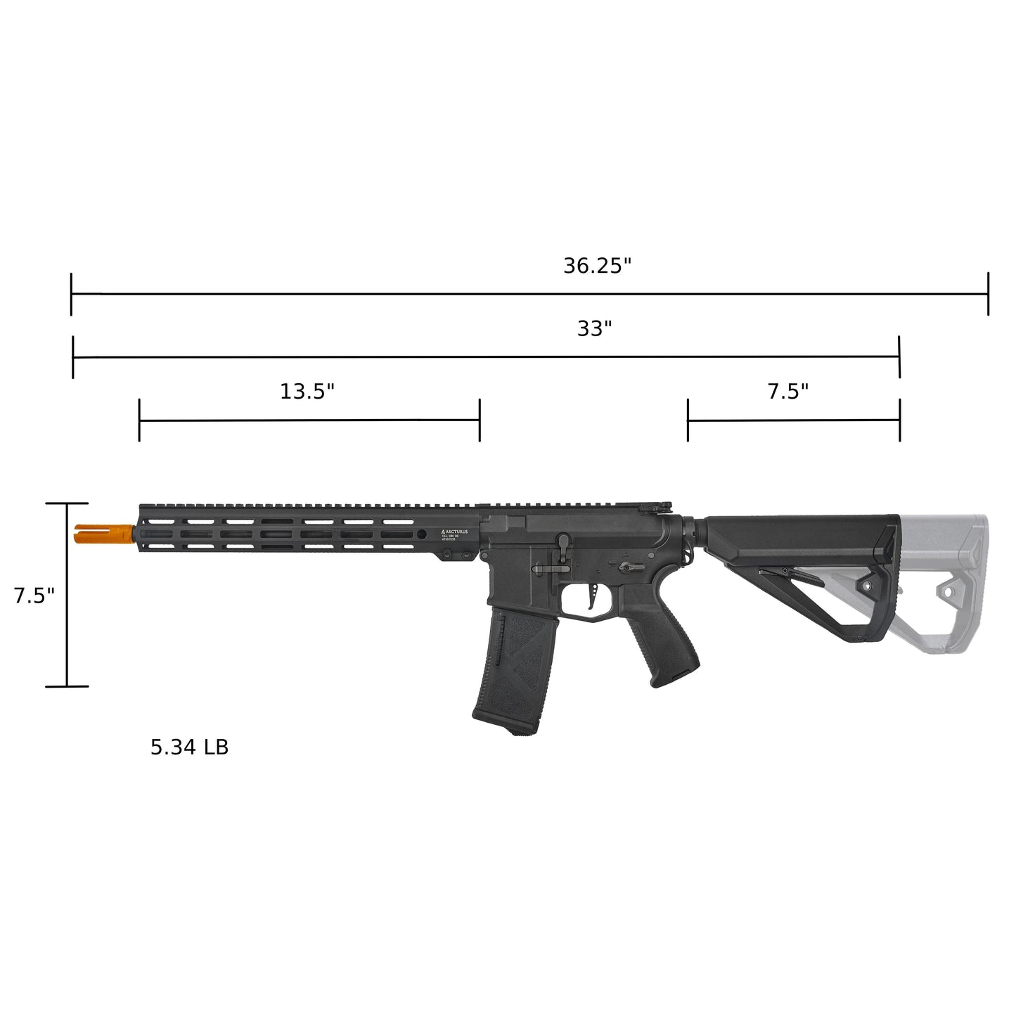 Arcturus Sword MOD1 Carbine 13.5" LITE ME AEG Airsoft Rifle - Black