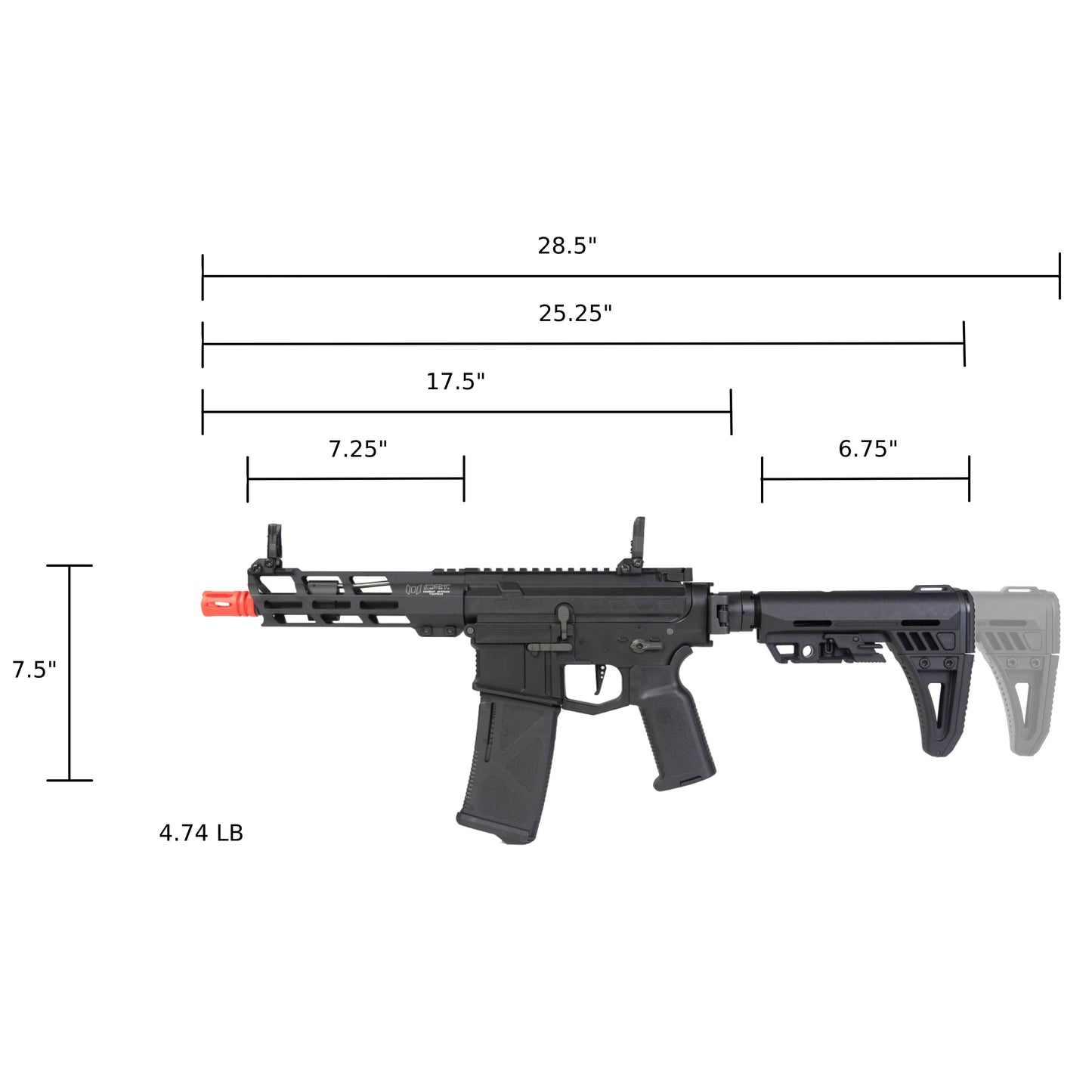 Arcturus X C.A.T. AR-15 Versatile 8" AEG Airsoft Rifle - Black