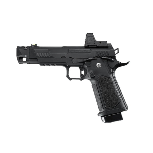 Arcturus Vanguard Hi-Capa 4.3 GBB Green Gas Airsoft Pistol w/Optics Ready Slide & Compensator & ARS-1 Red Dot Combo - Black