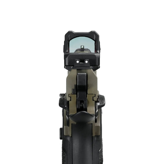 Arcturus Vanguard Hi-Capa 4.3 GBB Green Gas Airsoft Pistol w/Optics Ready Slide & Compensator & ARS-1 Red Dot Combo - Black/Tan