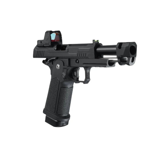 Arcturus Vanguard Hi-Capa 4.3 GBB Green Gas Airsoft Pistol w/Optics Ready Slide & Compensator & ARS-1 Red Dot Combo Black