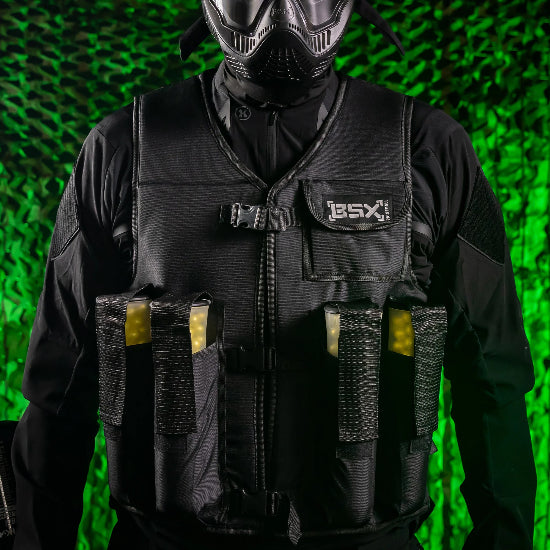BSX Padded 4 Pod Pouch Vest Black