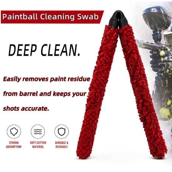 Double-Sided Folding Paintball Barrel Swab Red