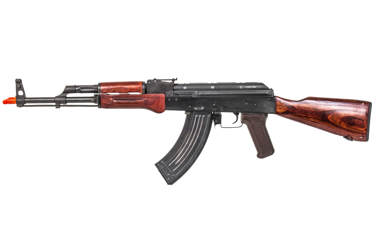 E&L AKM AK-47 AEG Essential Version Airsoft Rifle w/Real Wood Furniture - Black