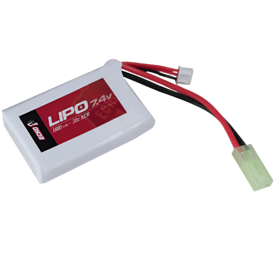 Echo1 Lipo7 7.4v 1600mAh 30C PEQ Lipo Battery with Mini-Tamiya Connector