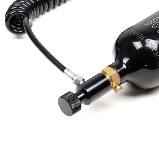 GXG Coiled Remote Coiled Hose Line with QD Quick Disconnect and Slide Check