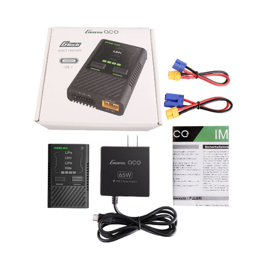 Gens Ace LiPo/LiHV/LiF3/2-12S NiMH iMars Mini G-Tech USB-C 2-4S 60W Battery Charger