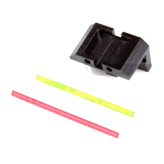 Gunsmith Bros AR1867 Hi-Capa Gas Blowback Airsoft Pistol Fiber Optic Rear Sight Assembly w/Green & Red Fiber