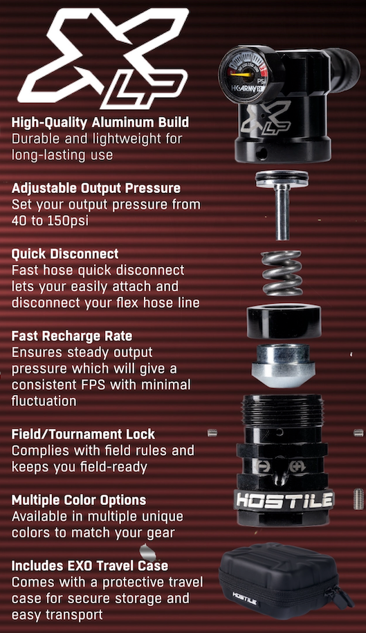 HK Army Hostile Airsoft XLP HPA Adjustable Tank Regulator (Side Port Quick-Disconnect)