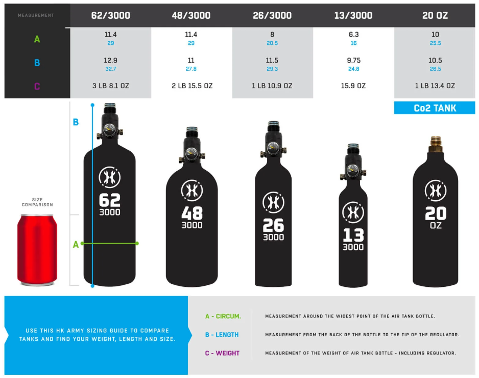 HK Army 48ci 3000psi Alloy Aluminum Compressed Air Tank
