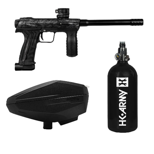 HK Army EMEK100 Paintball Gun Package w/Speedster Loader and 48ci 3000psi HPA Tank - Shrapnel