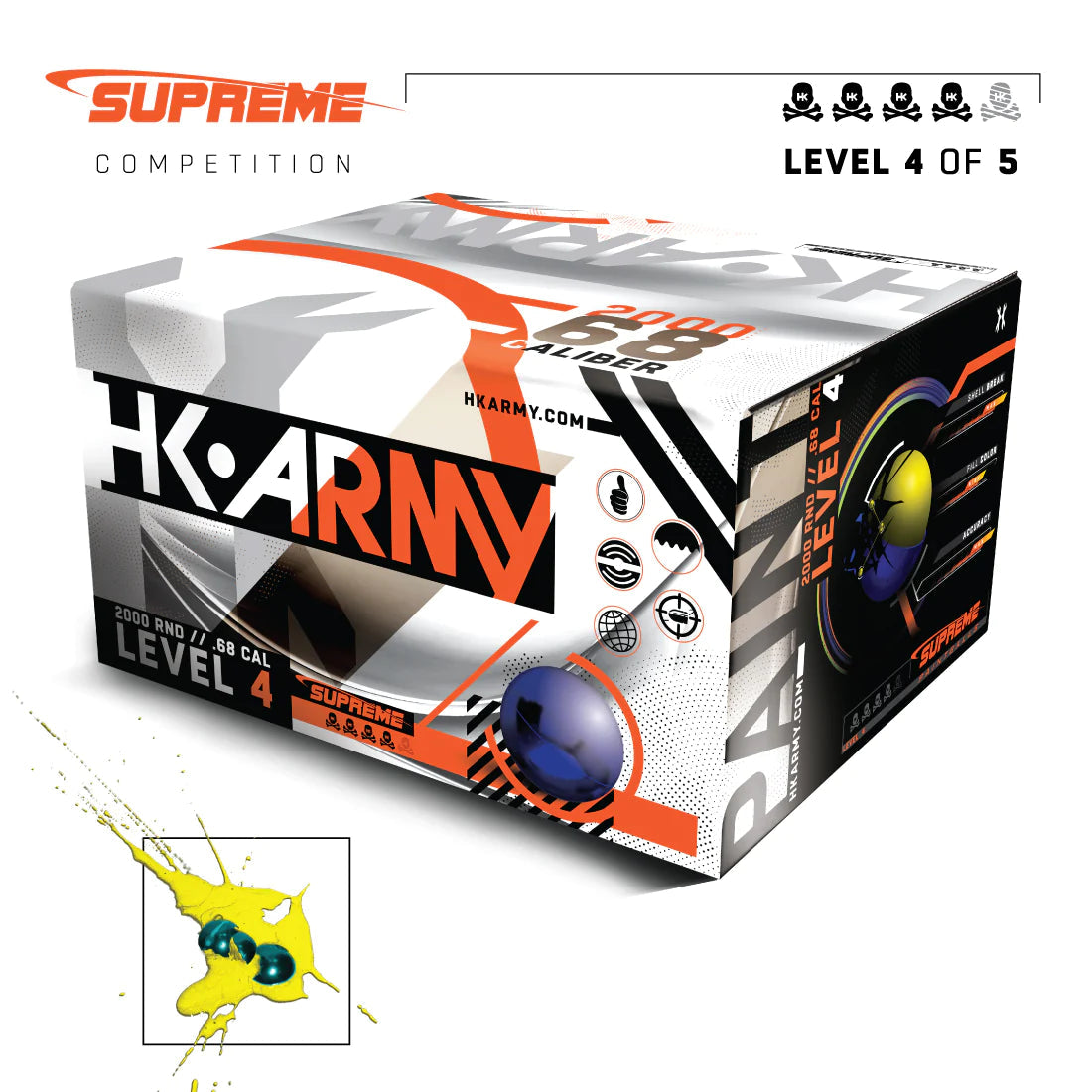 HK Army Supreme Level 4 .68 Caliber Paintballs 2000 Rounds